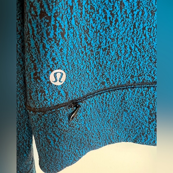 Lululemon Rush Hour 1/2 Zip Running Luon Spray Jacquard Shocking Blue Black sz 6 - Picture 5 of 13